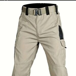 Solid Multiple Pockets Men's Straight Leg Cargo Pants